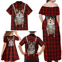 Front Carrier Dog Pembroke Welsh Corgi Christmas Family Matching Off Shoulder Maxi Dress and Hawaiian Shirt Xmas Holiday Patterns - Wonder Print Shop