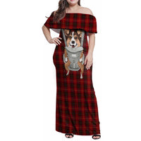 Front Carrier Dog Pembroke Welsh Corgi Christmas Family Matching Off Shoulder Maxi Dress and Hawaiian Shirt Xmas Holiday Patterns - Wonder Print Shop