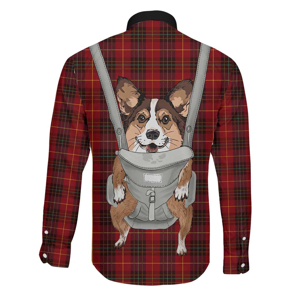 Front Carrier Dog Pembroke Welsh Corgi Christmas Family Matching Off Shoulder Short Dress and Hawaiian Shirt Xmas Holiday Patterns - Wonder Print Shop