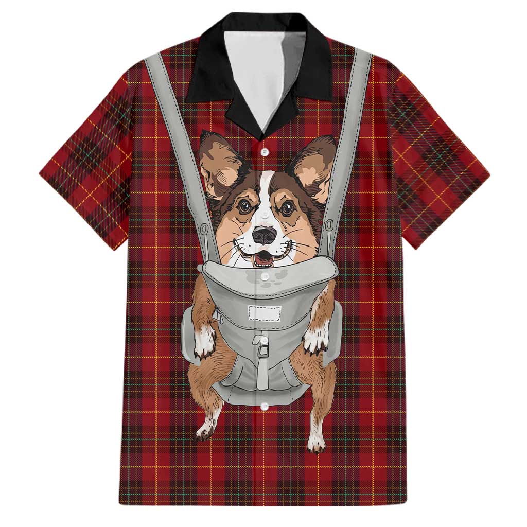 Front Carrier Dog Pembroke Welsh Corgi Christmas Family Matching Summer Maxi Dress and Hawaiian Shirt Xmas Holiday Patterns - Wonder Print Shop
