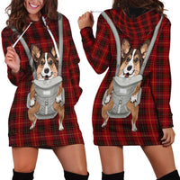 Front Carrier Dog Pembroke Welsh Corgi Christmas Hoodie Dress Xmas Holiday Patterns - Wonder Print Shop