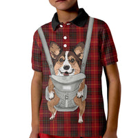 Front Carrier Dog Pembroke Welsh Corgi Christmas Kid Polo Shirt Xmas Holiday Patterns - Wonder Print Shop