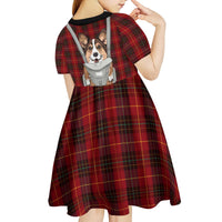 Front Carrier Dog Pembroke Welsh Corgi Christmas Kid Short Sleeve Dress Xmas Holiday Patterns - Wonder Print Shop