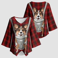 Front Carrier Dog Pembroke Welsh Corgi Christmas Kimono Sleeve Blouse Xmas Holiday Patterns - Wonder Print Shop