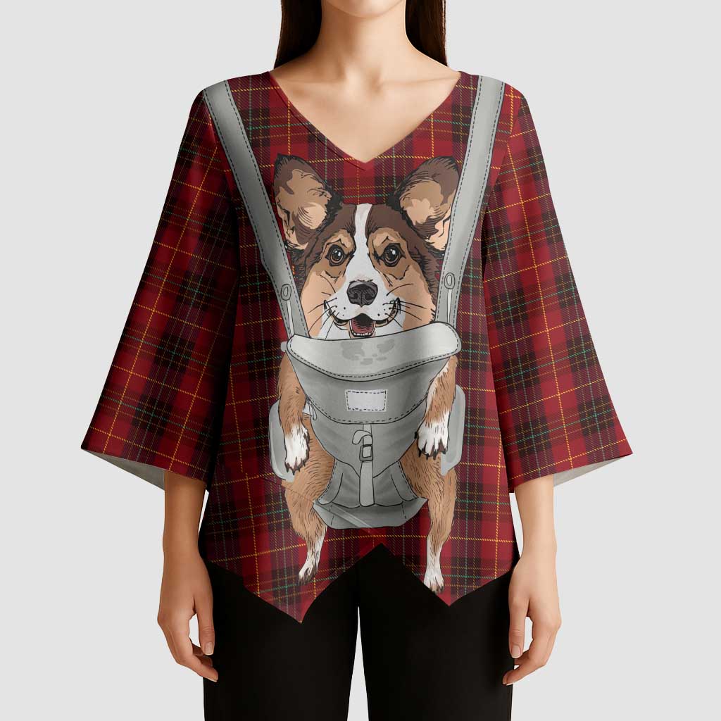 Front Carrier Dog Pembroke Welsh Corgi Christmas Kimono Sleeve Blouse Xmas Holiday Patterns - Wonder Print Shop