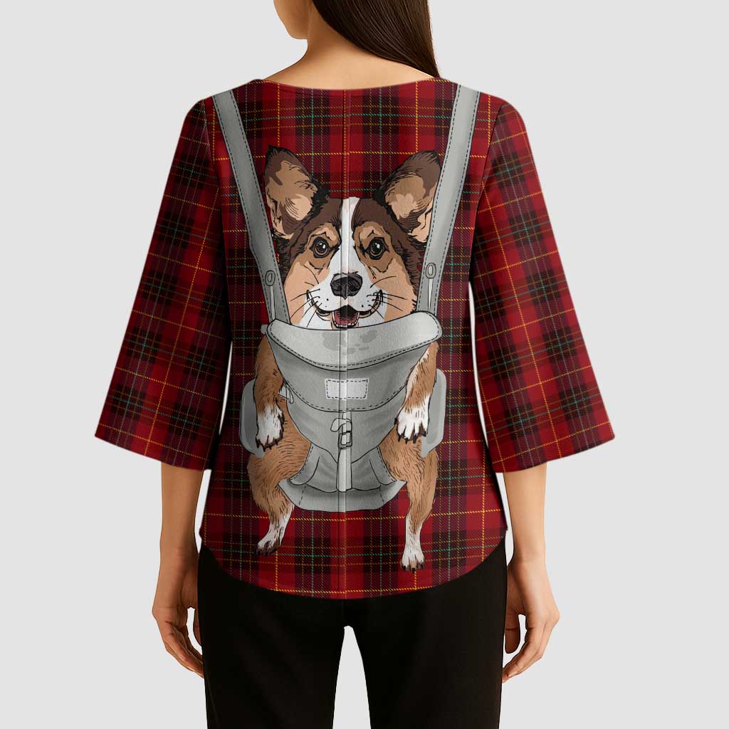 Front Carrier Dog Pembroke Welsh Corgi Christmas Kimono Sleeve Blouse Xmas Holiday Patterns - Wonder Print Shop