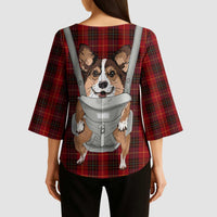 Front Carrier Dog Pembroke Welsh Corgi Christmas Kimono Sleeve Blouse Xmas Holiday Patterns - Wonder Print Shop