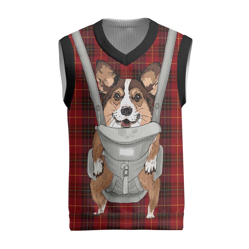 Front Carrier Dog Pembroke Welsh Corgi Christmas Knitted V-Neck Vest Xmas Holiday Patterns - Wonder Print Shop