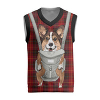 Front Carrier Dog Pembroke Welsh Corgi Christmas Knitted V-Neck Vest Xmas Holiday Patterns - Wonder Print Shop
