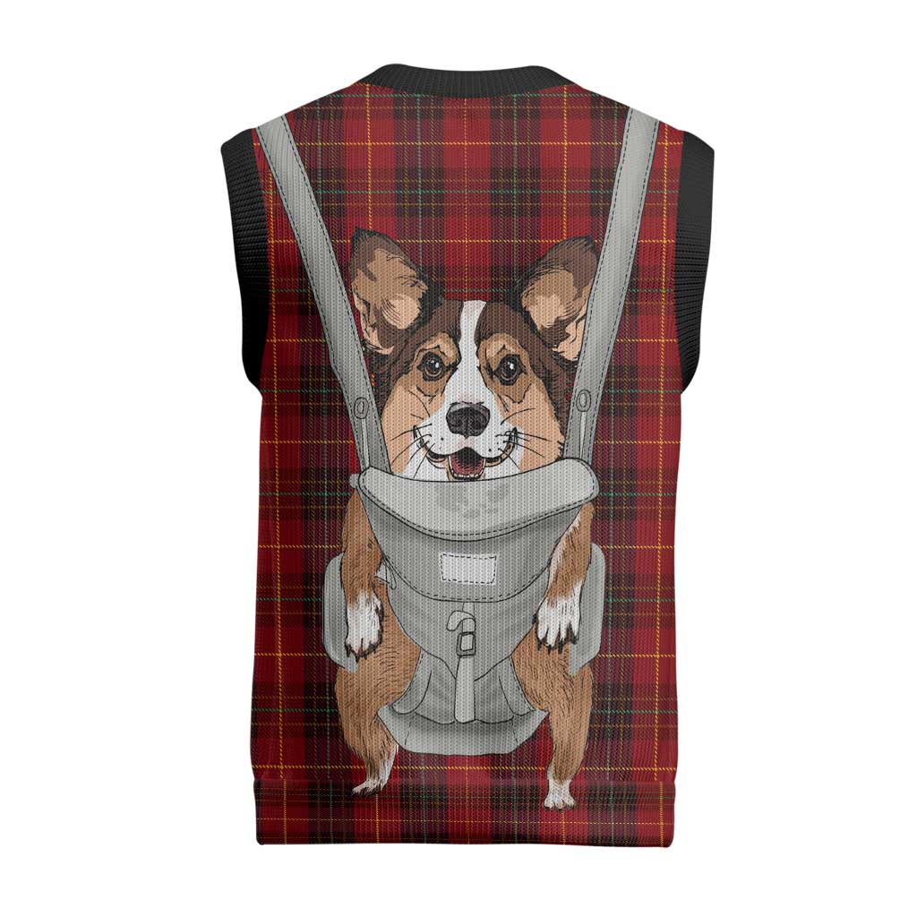 Front Carrier Dog Pembroke Welsh Corgi Christmas Knitted V-Neck Vest Xmas Holiday Patterns - Wonder Print Shop