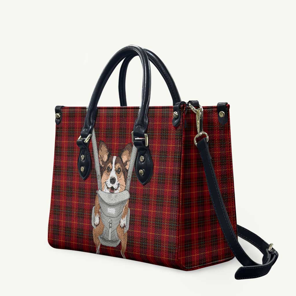 Front Carrier Dog Pembroke Welsh Corgi Christmas Leather Bag Xmas Holiday Patterns - Wonder Print Shop