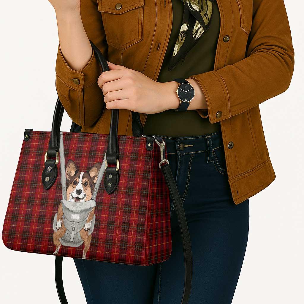 Front Carrier Dog Pembroke Welsh Corgi Christmas Leather Bag Xmas Holiday Patterns - Wonder Print Shop