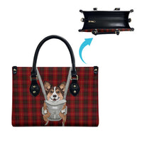 Front Carrier Dog Pembroke Welsh Corgi Christmas Leather Bag Xmas Holiday Patterns - Wonder Print Shop