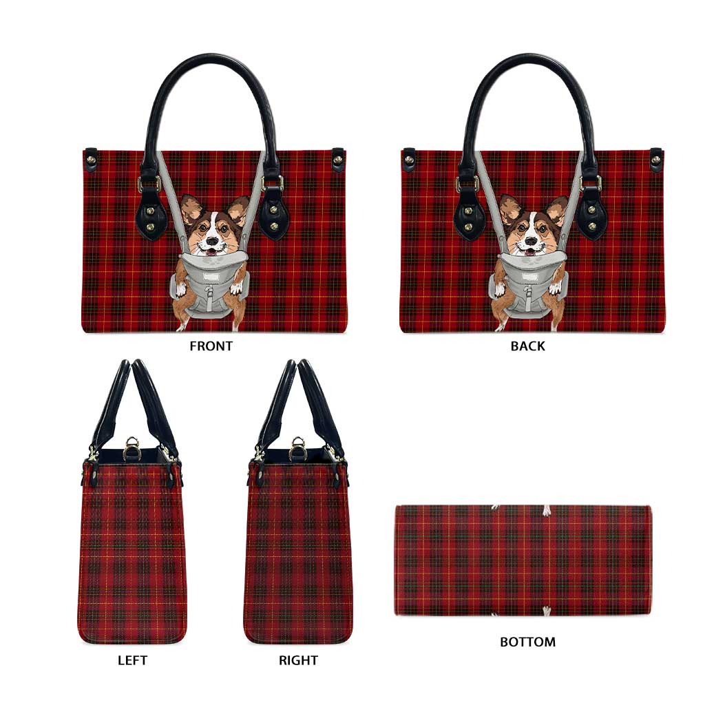 Front Carrier Dog Pembroke Welsh Corgi Christmas Leather Bag Xmas Holiday Patterns - Wonder Print Shop