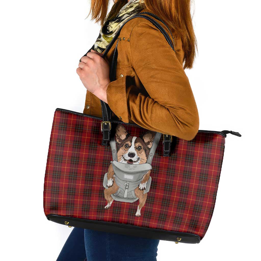 Front Carrier Dog Pembroke Welsh Corgi Christmas Leather Tote Bag Xmas Holiday Patterns - Wonder Print Shop