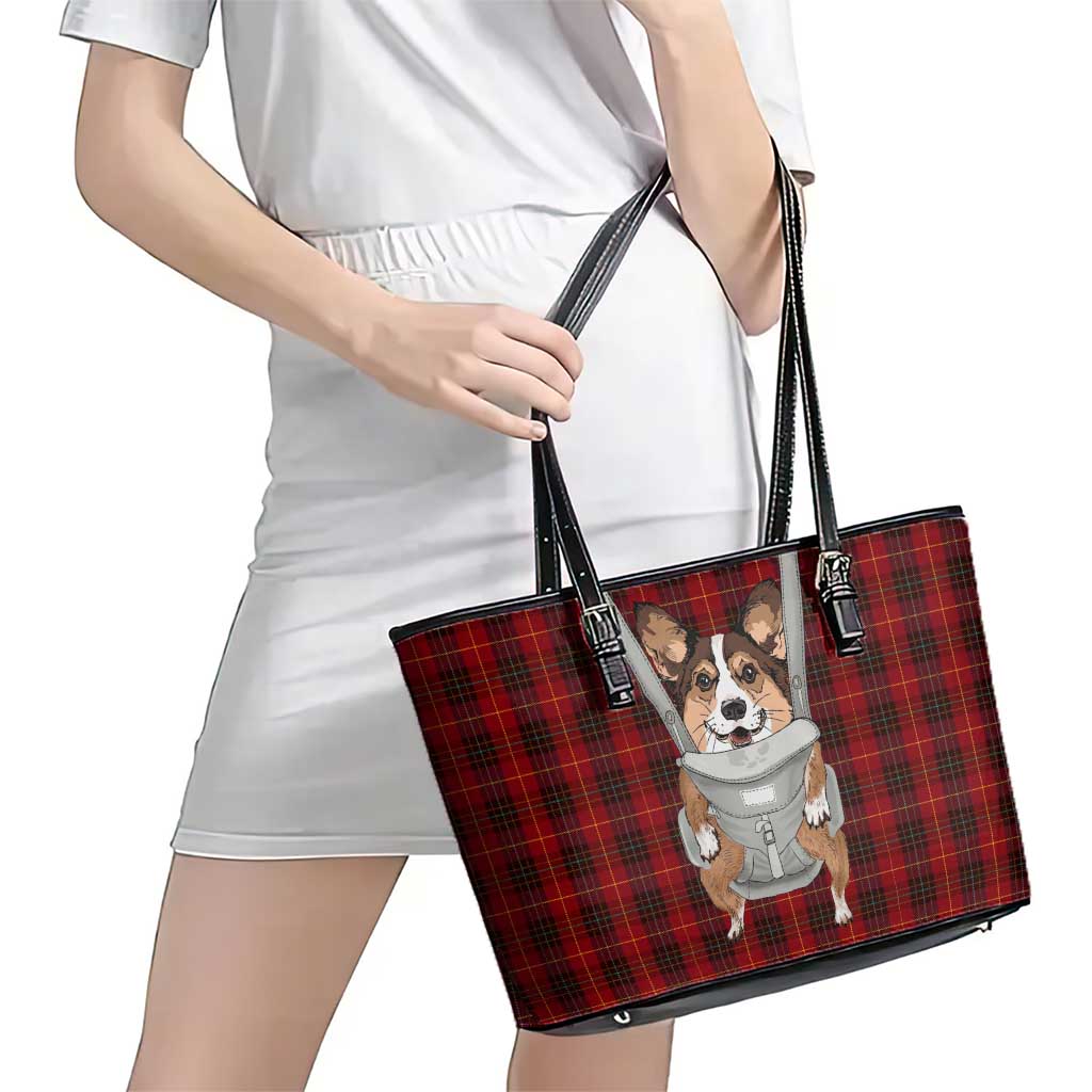 Front Carrier Dog Pembroke Welsh Corgi Christmas Leather Tote Bag Xmas Holiday Patterns - Wonder Print Shop