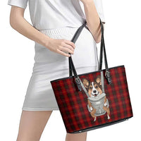 Front Carrier Dog Pembroke Welsh Corgi Christmas Leather Tote Bag Xmas Holiday Patterns - Wonder Print Shop