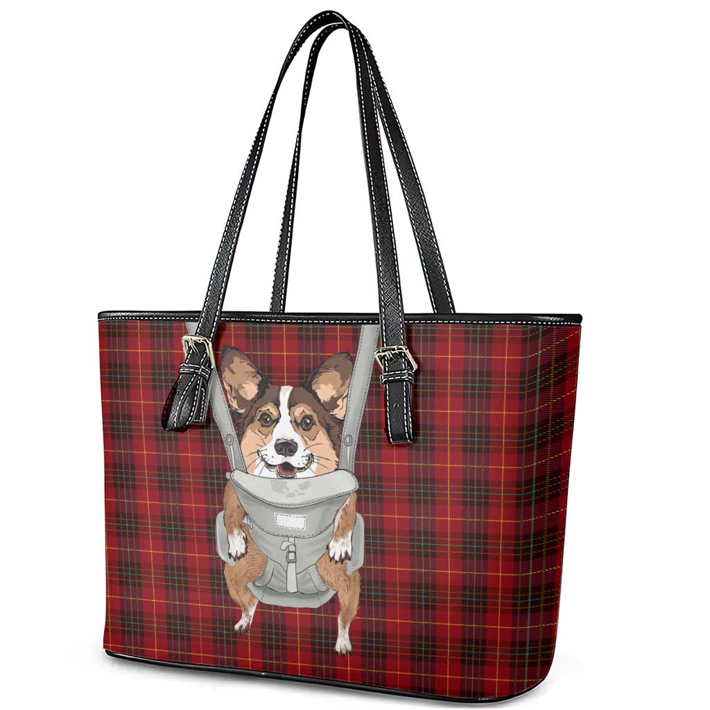 Front Carrier Dog Pembroke Welsh Corgi Christmas Leather Tote Bag Xmas Holiday Patterns - Wonder Print Shop