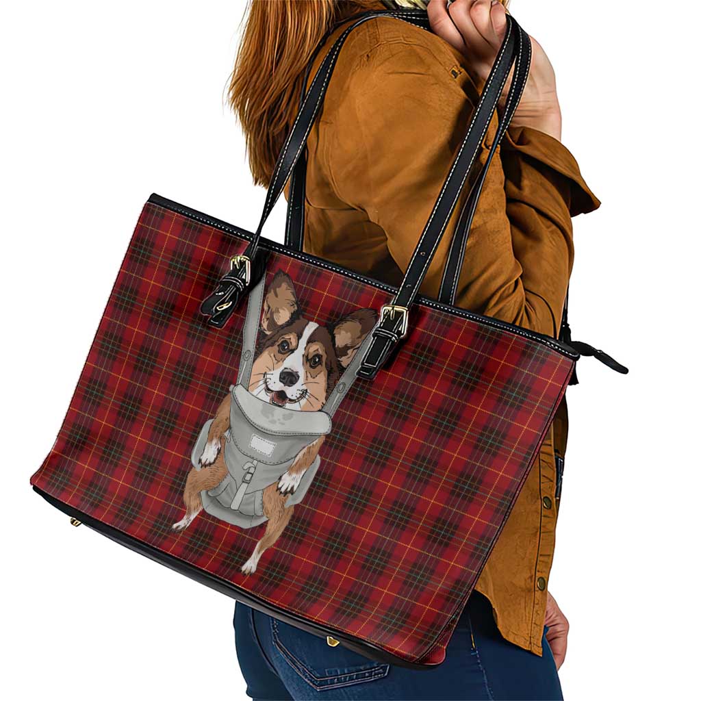 Front Carrier Dog Pembroke Welsh Corgi Christmas Leather Tote Bag Xmas Holiday Patterns - Wonder Print Shop