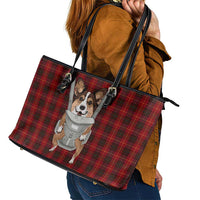 Front Carrier Dog Pembroke Welsh Corgi Christmas Leather Tote Bag Xmas Holiday Patterns - Wonder Print Shop