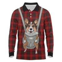 Front Carrier Dog Pembroke Welsh Corgi Christmas Long Sleeve Polo Shirt Xmas Holiday Patterns - Wonder Print Shop