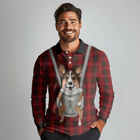 Front Carrier Dog Pembroke Welsh Corgi Christmas Long Sleeve Polo Shirt Xmas Holiday Patterns - Wonder Print Shop