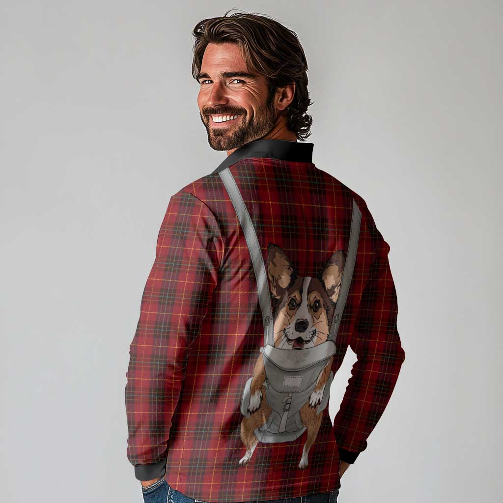 Front Carrier Dog Pembroke Welsh Corgi Christmas Long Sleeve Polo Shirt Xmas Holiday Patterns - Wonder Print Shop