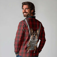 Front Carrier Dog Pembroke Welsh Corgi Christmas Long Sleeve Polo Shirt Xmas Holiday Patterns - Wonder Print Shop