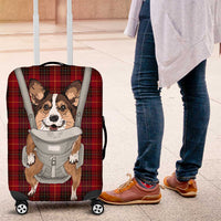 Front Carrier Dog Pembroke Welsh Corgi Christmas Luggage Cover Xmas Holiday Patterns - Wonder Print Shop
