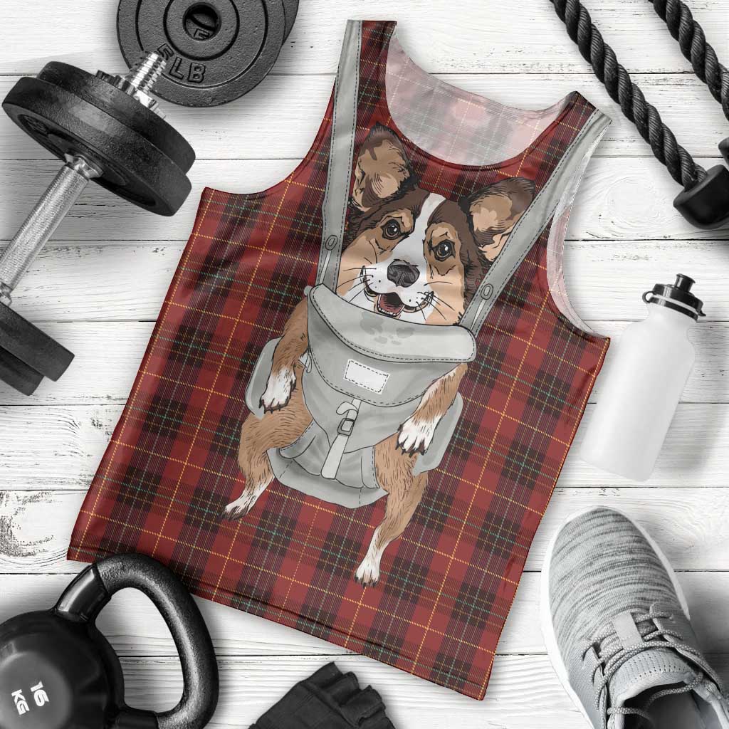Front Carrier Dog Pembroke Welsh Corgi Christmas Men Tank Top Xmas Holiday Patterns - Wonder Print Shop