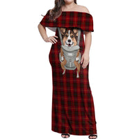 Front Carrier Dog Pembroke Welsh Corgi Christmas Off Shoulder Maxi Dress Xmas Holiday Patterns - Wonder Print Shop