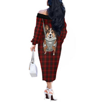 Front Carrier Dog Pembroke Welsh Corgi Christmas Off The Shoulder Long Sleeve Dress Xmas Holiday Patterns - Wonder Print Shop
