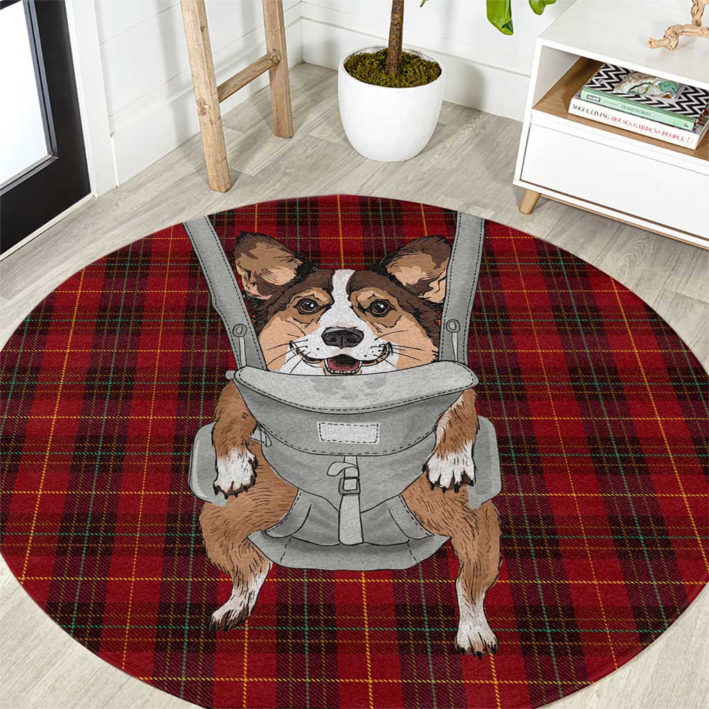 Front Carrier Dog Pembroke Welsh Corgi Christmas Round Carpet Xmas Holiday Patterns - Wonder Print Shop