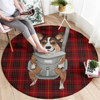 Front Carrier Dog Pembroke Welsh Corgi Christmas Round Carpet Xmas Holiday Patterns - Wonder Print Shop