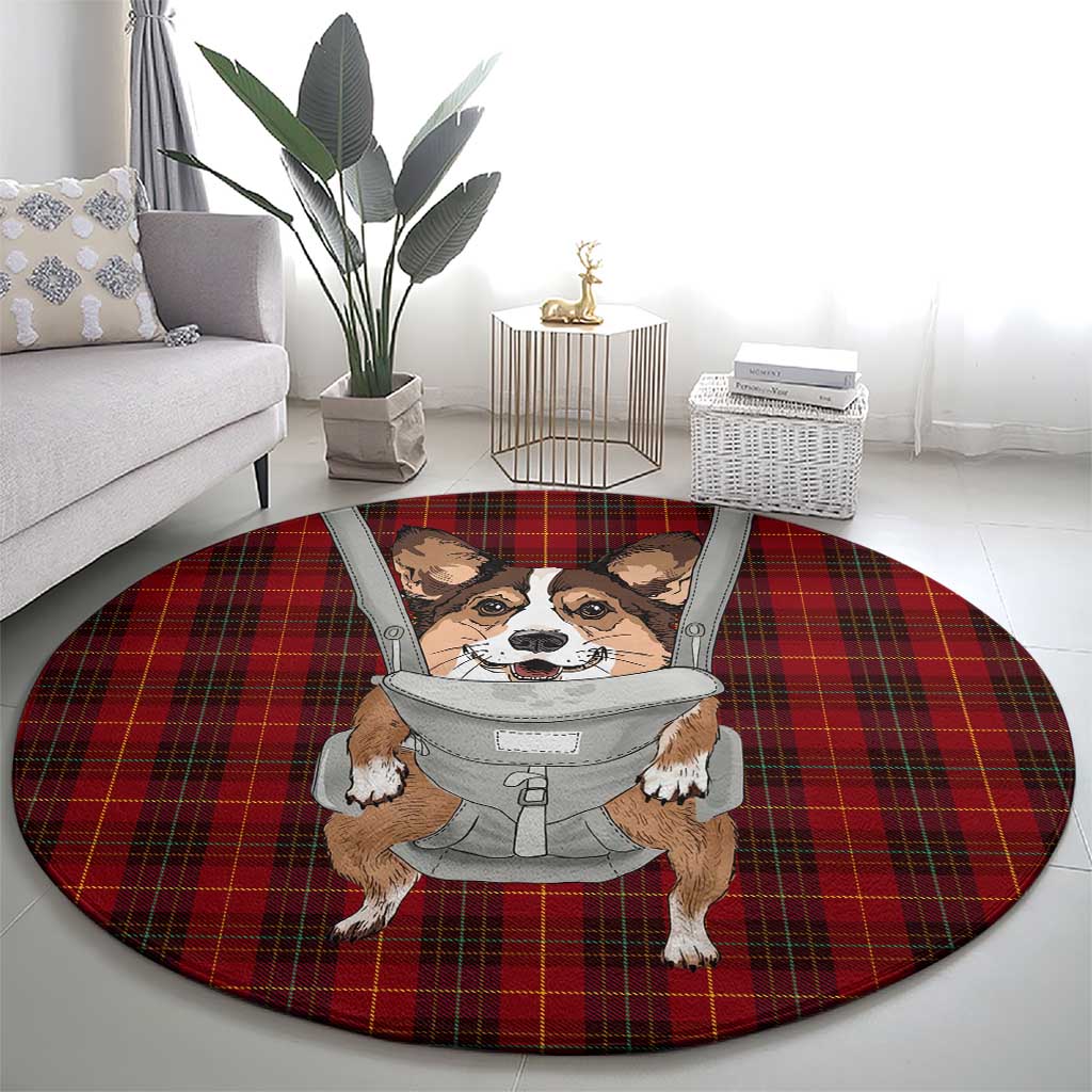 Front Carrier Dog Pembroke Welsh Corgi Christmas Round Carpet Xmas Holiday Patterns - Wonder Print Shop