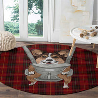 Front Carrier Dog Pembroke Welsh Corgi Christmas Round Carpet Xmas Holiday Patterns - Wonder Print Shop