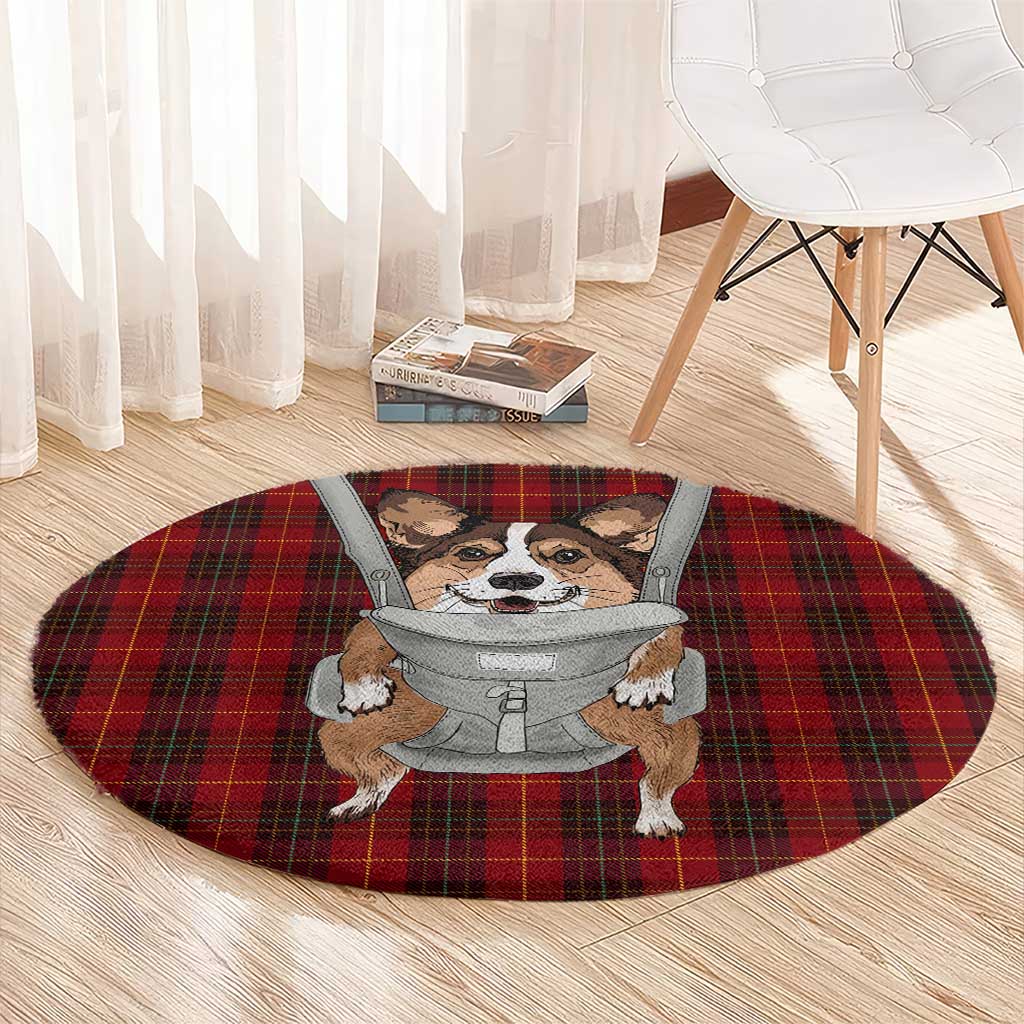 Front Carrier Dog Pembroke Welsh Corgi Christmas Round Carpet Xmas Holiday Patterns - Wonder Print Shop