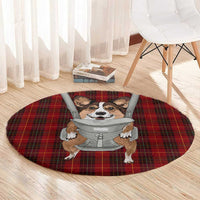 Front Carrier Dog Pembroke Welsh Corgi Christmas Round Carpet Xmas Holiday Patterns - Wonder Print Shop