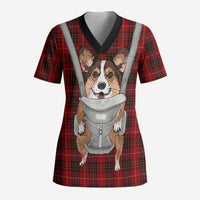 Front Carrier Dog Pembroke Welsh Corgi Christmas Scrub Top Xmas Holiday Patterns - Wonder Print Shop