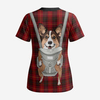 Front Carrier Dog Pembroke Welsh Corgi Christmas Scrub Top Xmas Holiday Patterns - Wonder Print Shop