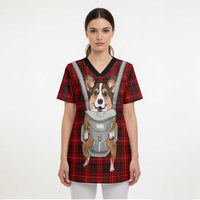 Front Carrier Dog Pembroke Welsh Corgi Christmas Scrub Top Xmas Holiday Patterns - Wonder Print Shop