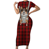 Front Carrier Dog Pembroke Welsh Corgi Christmas Short Sleeve Bodycon Dress Xmas Holiday Patterns - Wonder Print Shop