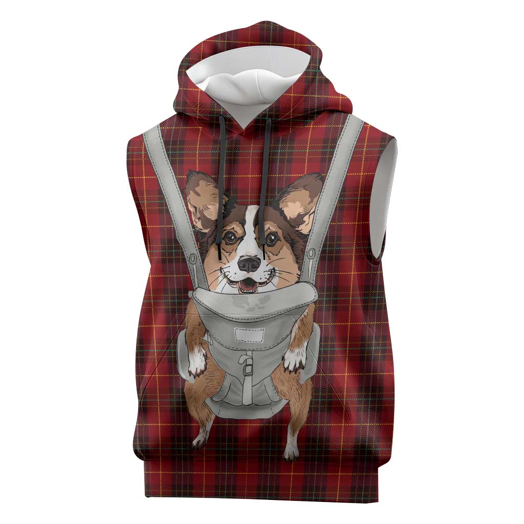 Front Carrier Dog Pembroke Welsh Corgi Christmas Sleeveless Hoodie Xmas Holiday Patterns - Wonder Print Shop