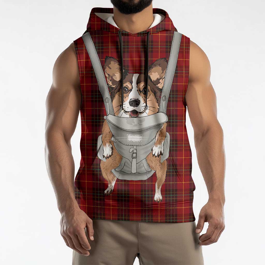 Front Carrier Dog Pembroke Welsh Corgi Christmas Sleeveless Hoodie Xmas Holiday Patterns - Wonder Print Shop