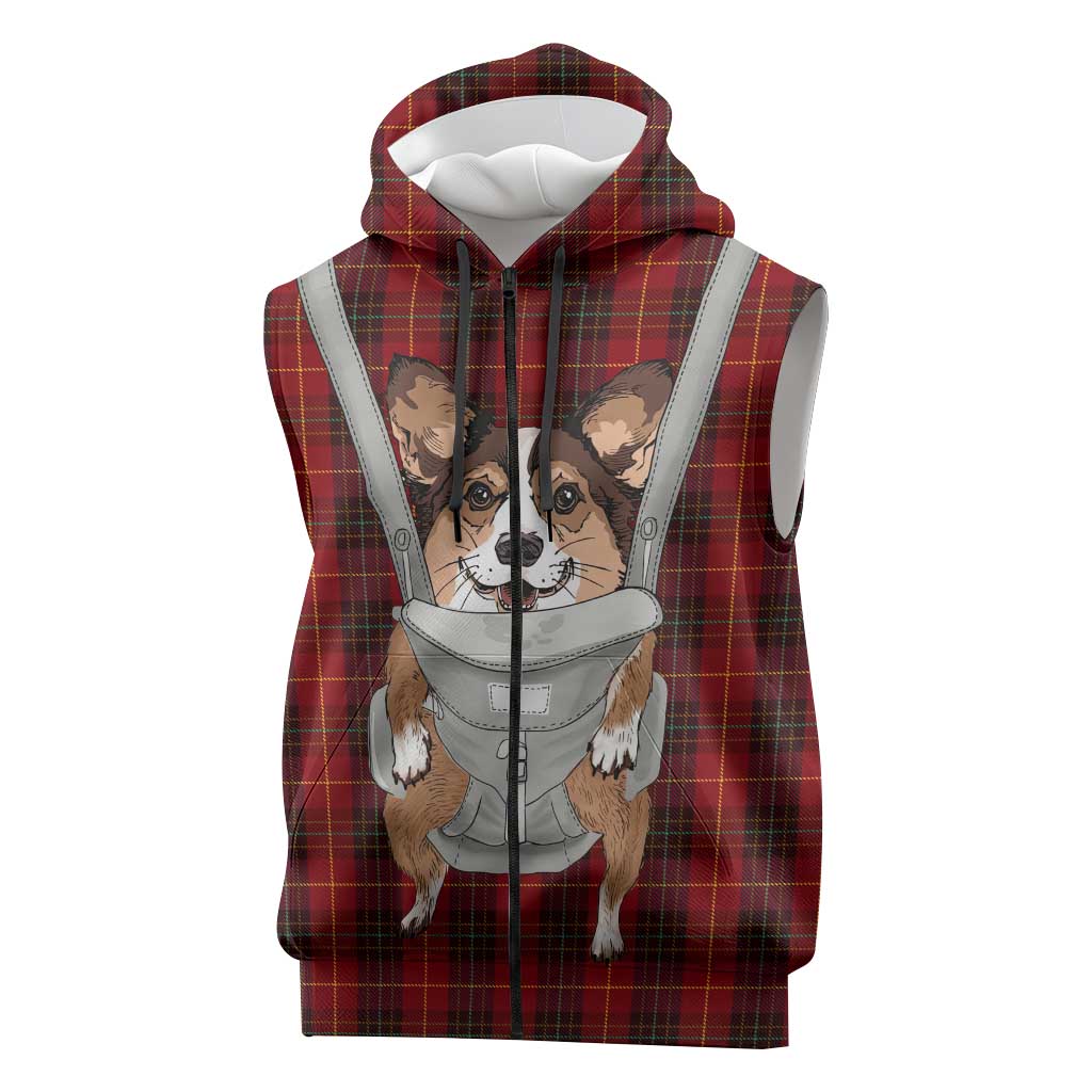 Front Carrier Dog Pembroke Welsh Corgi Christmas Sleeveless Zip Hoodie Xmas Holiday Patterns - Wonder Print Shop