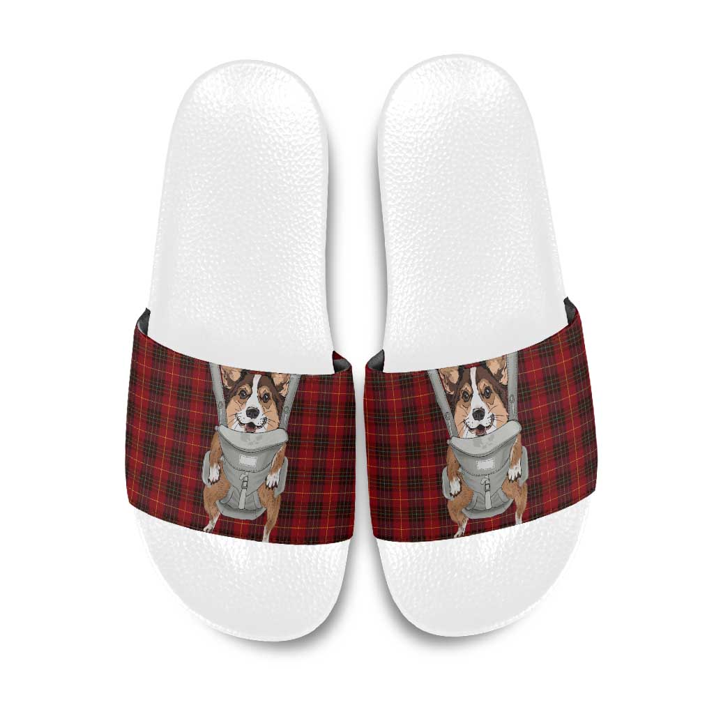 Front Carrier Dog Pembroke Welsh Corgi Christmas Slide Sandals Xmas Holiday Patterns - Wonder Print Shop