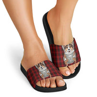 Front Carrier Dog Pembroke Welsh Corgi Christmas Slide Sandals Xmas Holiday Patterns - Wonder Print Shop