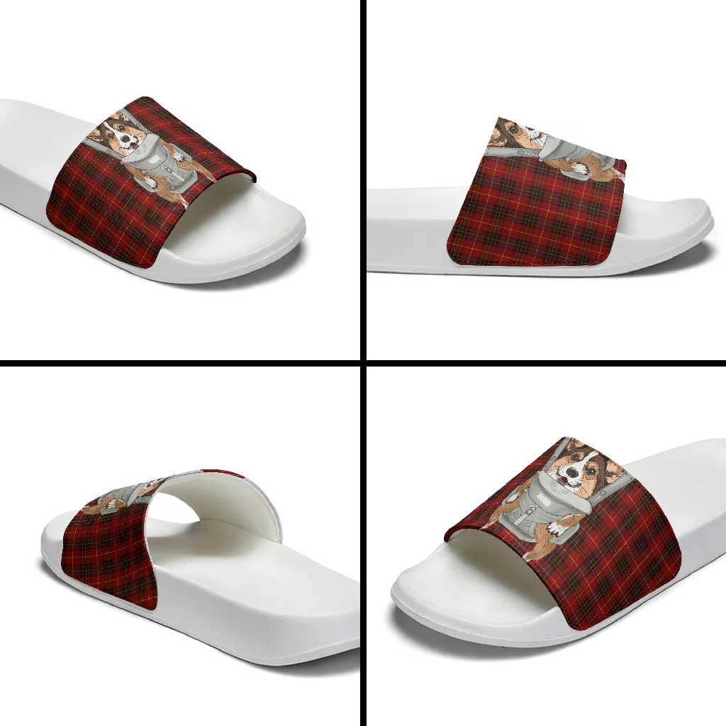 Front Carrier Dog Pembroke Welsh Corgi Christmas Slide Sandals Xmas Holiday Patterns - Wonder Print Shop