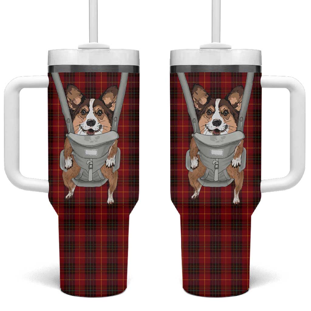 Front Carrier Dog Pembroke Welsh Corgi Christmas Tumbler With Handle Xmas Holiday Patterns - Wonder Print Shop