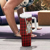 Front Carrier Dog Pembroke Welsh Corgi Christmas Tumbler With Handle Xmas Holiday Patterns - Wonder Print Shop